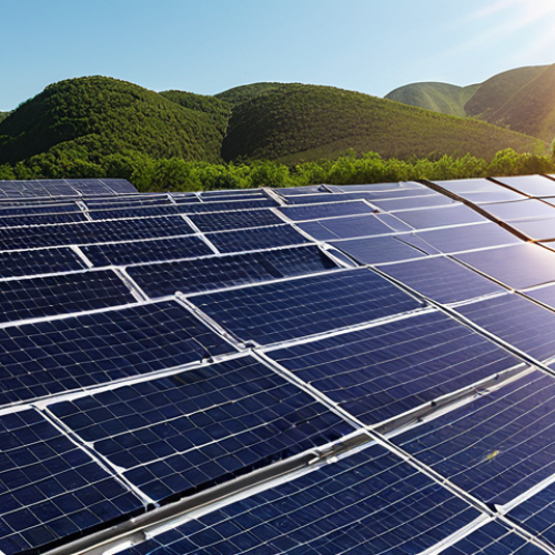 Home 15 **
Prompt: A sunny day view of solar panels gleaming, emphasizing renewable energy and a bright, optimistic future in environmental engineering.
**