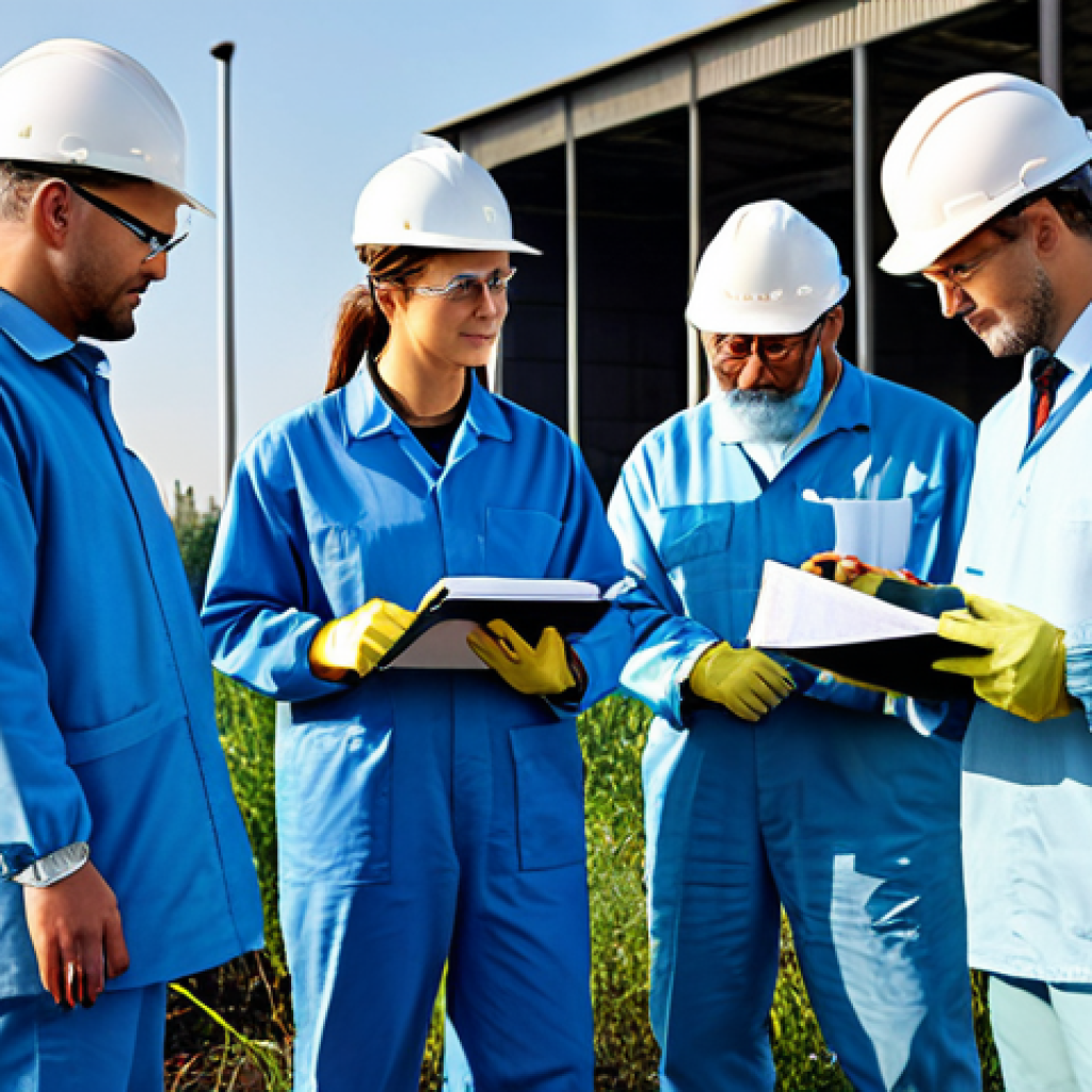 환경관리사 직업에서 중요한 윤리적 책임 - Environmental Impact Assessment**
"A team of environmental scientists, fully clothed in field attir...