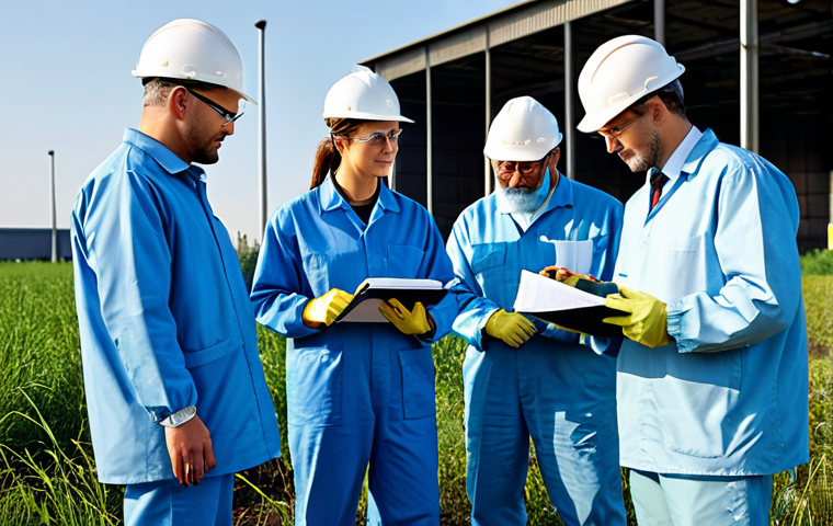 환경관리사 직업에서 중요한 윤리적 책임 - Environmental Impact Assessment**
"A team of environmental scientists, fully clothed in field attir...