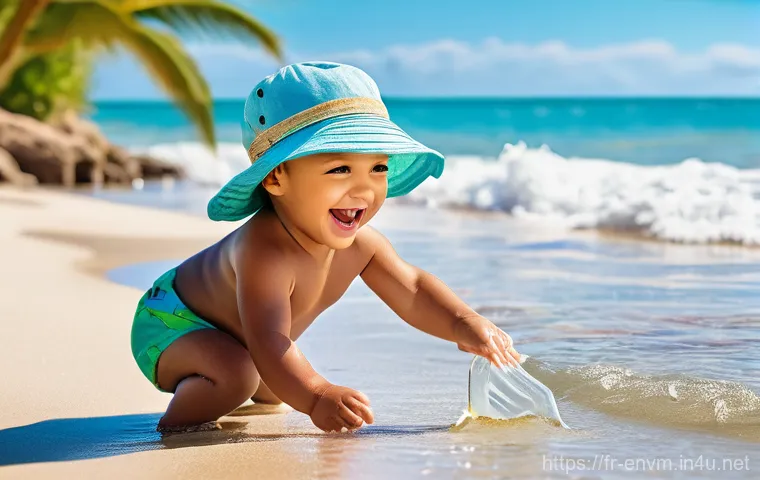 환경관리사 업무 중 협력사의 역할 - **Prompt 1: Joyful Toddler on a Beach**
A bright, sunny outdoor scene featuring a happy toddler,...