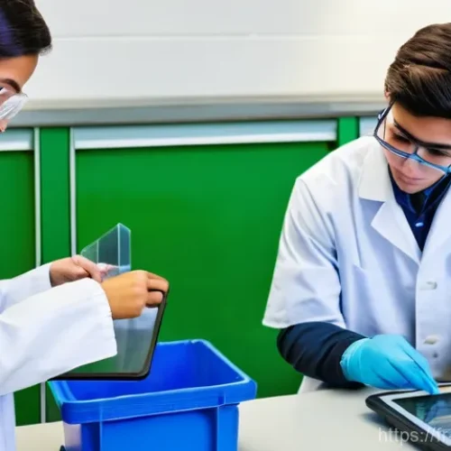 Home 31 환경관리사 시험 대비 실기 실습장 리뷰 - **Prompt:** A dynamic, high-resolution photo of a group of diverse young adult students (male and fe...